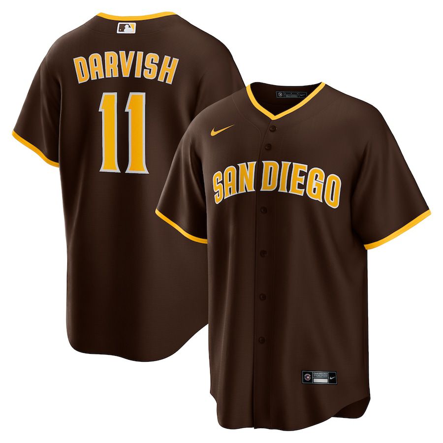 Men San Diego Padres 11 Yu Darvish Nike Brown Alternate Replica Player MLB Jersey